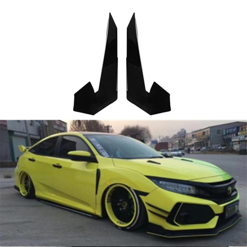 2 шт. Для Honda Civic Type R 2016-2021 Глянцево-черные Клыки переднего бампера Разделители Плавники Воздушный нож