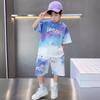 Летний спортивный быстросохнущий костюм для мальчиков среднего и большого размера, красивый комплект из двух предметов: футболка с короткими рукавами и шорты для отдыха