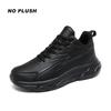 Fashion Black Leather Shoes for Men Height Increasing Winter Fashion Sneakers Plus Fur Warm Outdoor Cotton Casual Shoes Large Size