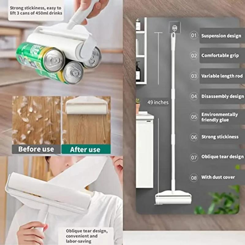 Pet Hair Remover Long Handled Cotton Roller Suitable for Wide Adhesive Cleaning of Sofas and Carpets, Easy To Tear