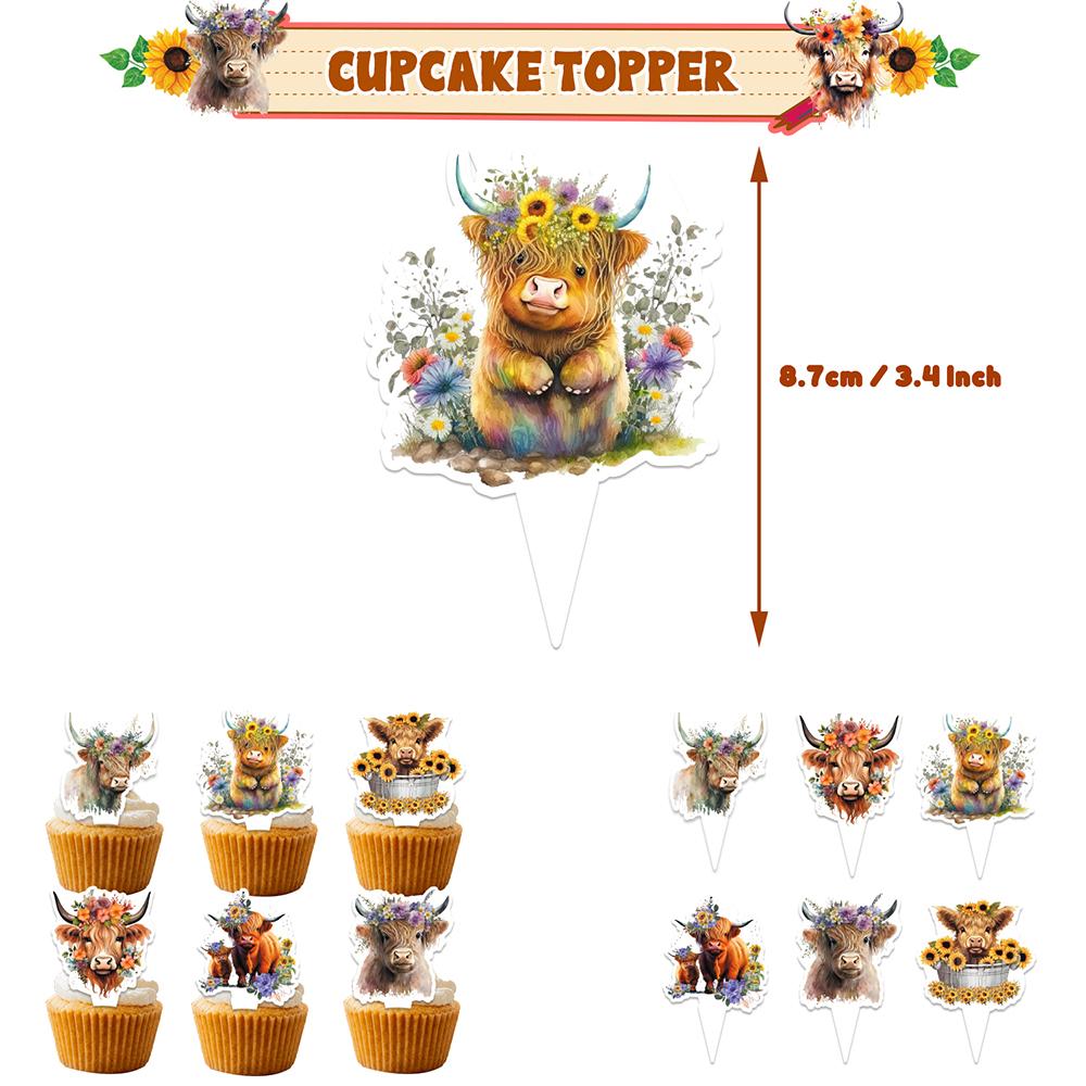 30 шт. украшения для вечеринки в стиле Хайленд-Корова включают баннер, воздушные шары, топпер для торта