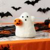Halloween Wool Felted Ghost with Pumpkin Handmade Mini Felt Ghost Pumpkin Collectible Tabletop Ornaments for Tiered Tray Shelf Desk Indoor Home Decor