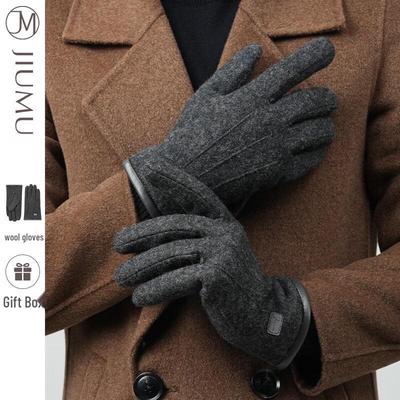 JIUMU Мужские шерстяные перчатки с сенсорным экраном и флисовой подкладкой