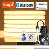 Светодиодная лента COB 220В IP67 Водонепроницаемая 288 светодиодов/м Настенный сенсорный пульт ДУ WiFi Bluetooth Диммируемый Неоновый световой шнур Теплый/Натуральный/Белый свет