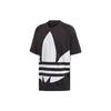 adidas Оригинальная футболка свободного кроя с большим трилистником, мужские топы с принтом большого размера, черные FM9904