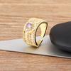 Nidin Wide Brand Zircon Circle Open Rings For Women Crystal Gold Plated Finger Charm Adjustable Wedding Birthday Jewelry Gift