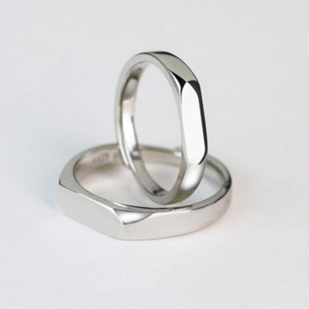 Бесплатная Пара Серебряная Огранка Помолвочное Парное Перстень из Чистого Серебра Подарок [Rockyu] Кольцо, Размер, Мужское Кольцо, Кольцо, 925, Многогранное Кольцо, Кольцо, Кольцо, Простое,