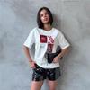 Women's Summer Casual Lazy Design Short Sleeve Letter Print T-Shirt