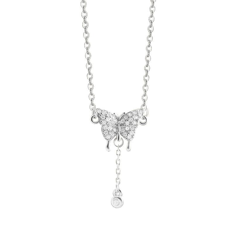 Exquisite Butterfly Tassel Collarbone Chain with A Light Luxury and High-end Temperament