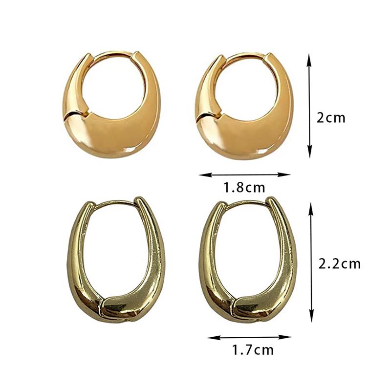 1 пара геометрических сережек-колец с пряжкой для женщин и девушек, гладкие металлические круглые серьги, легкие роскошные панк-ювелирные изделия, подарок