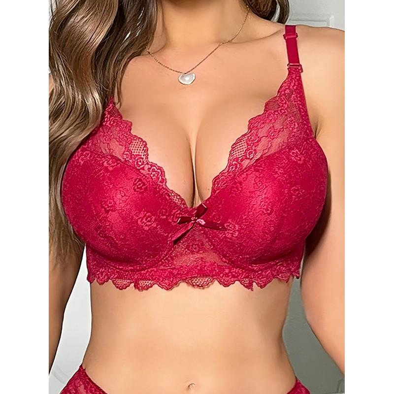 Womens Lace Solid Bra Elegant Underwear Push Up Large Bust Breathable Shaping