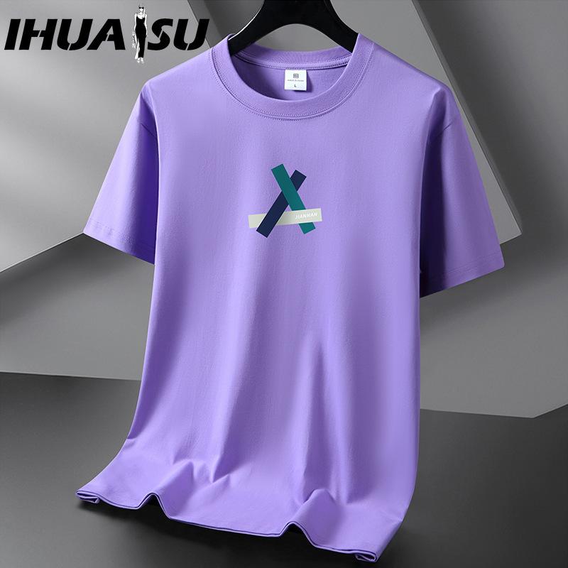 IHUASU Хлопковая футболка с коротким рукавом, мужская модная свободная рубашка с половиной рукава, сострадательная рубашка с принтом