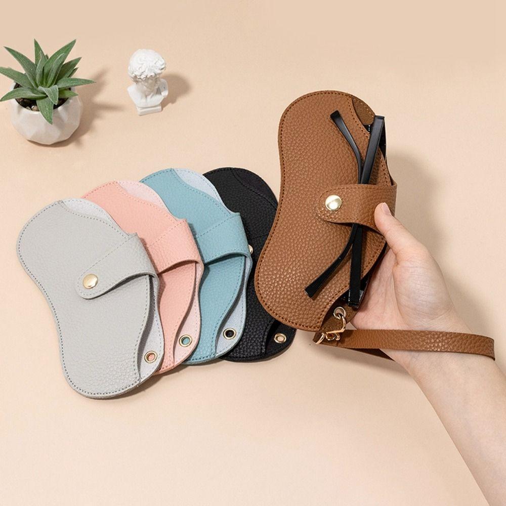 Hanging Neck PU Leather Glasses Bag Printing Sunglasses Eyeglass Bag Glasses Storage Bag  Outdoor