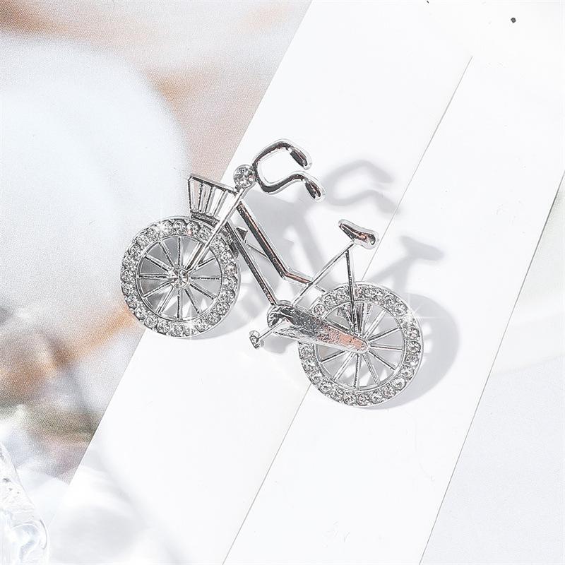 Creative Bicycle Brooch for Women Men Fashion Rhinestone Flower Basket Brooches Pins Jewelry Accessories Party Gifts 2025