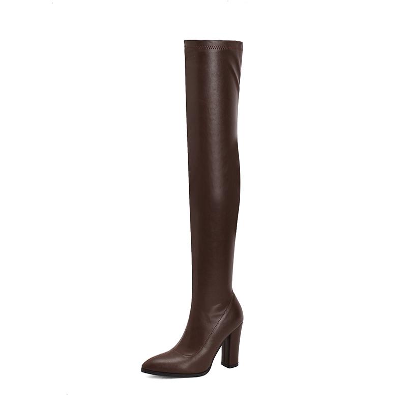 Fashion Sexy Thigh High Boots Women Autumn Winter Elastic Leather Over the Knee Boot For Women Black Heels Long Shoes