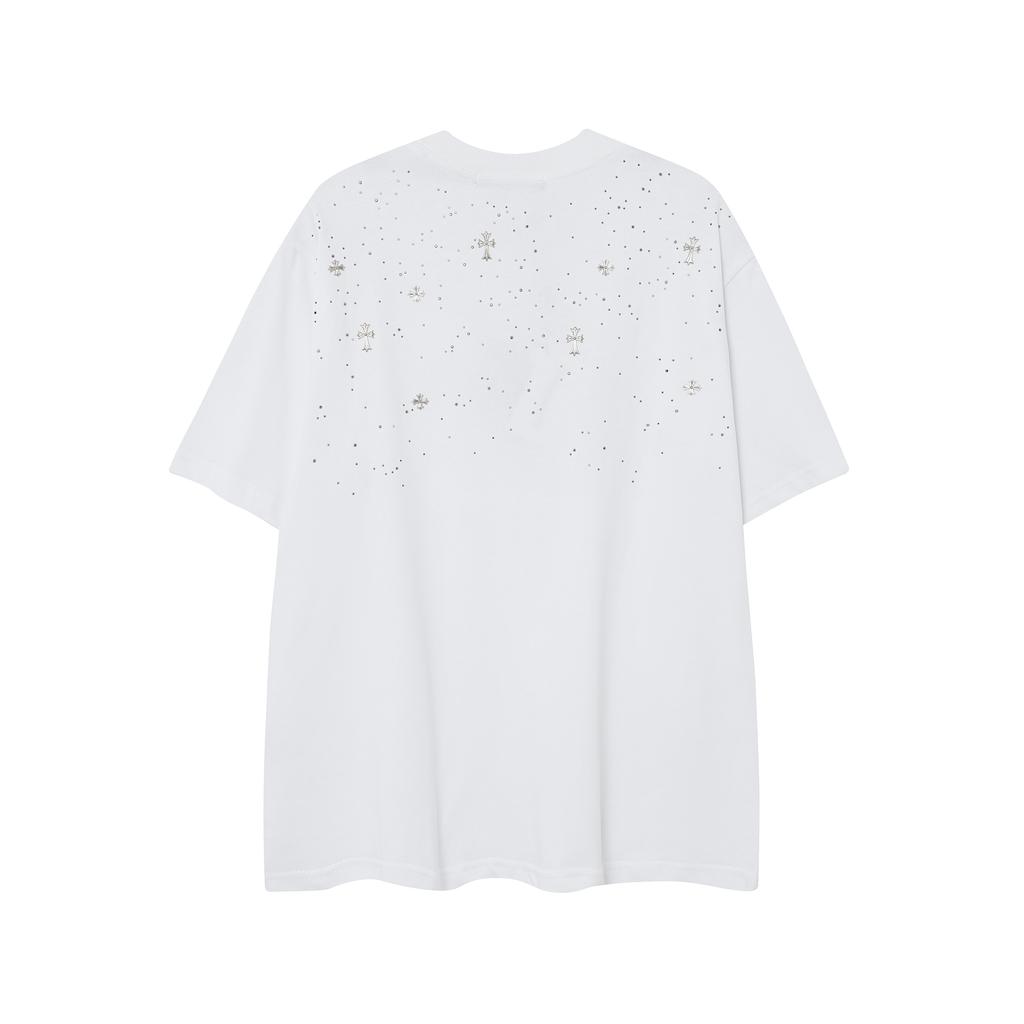 9992 CHROME HEARTS 2025 Лето Новая Высококачественная Хлопковая Круглая Горловина Свободная Футболка Большого Размера Для Мужчин и Женщин Парная Футболка