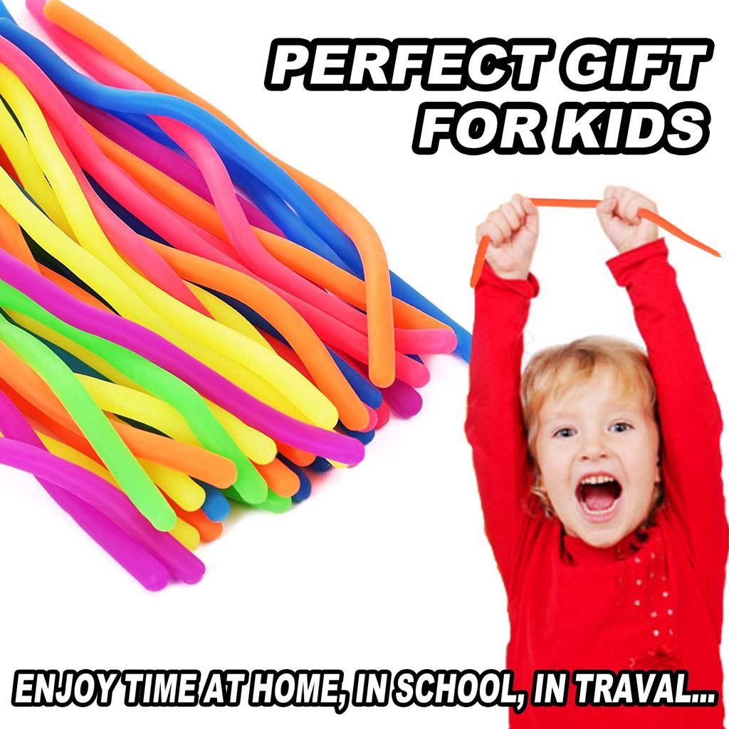 20/40/60/100 Pcs Colorful Stretchy Fidget Strings Sensory Toys, Carnival Prizes Fidget Stress Relief Toy For Classroom Prize