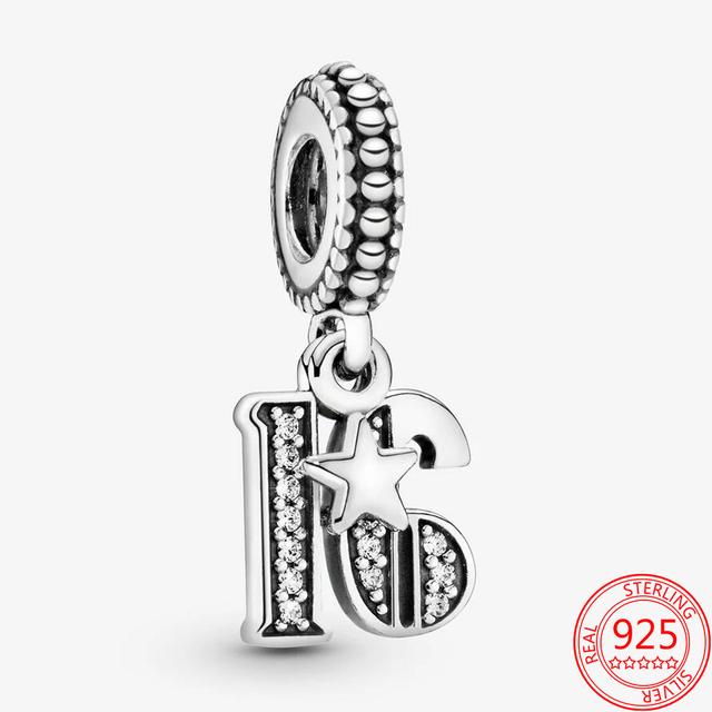 Изящные сверкающие подвески из стерлингового серебра 925 пробы с номером 23, подходящие для модных браслетов и ожерелий, женские ювелирные украшения своими руками, подаркиjavascript: недействительным(0)