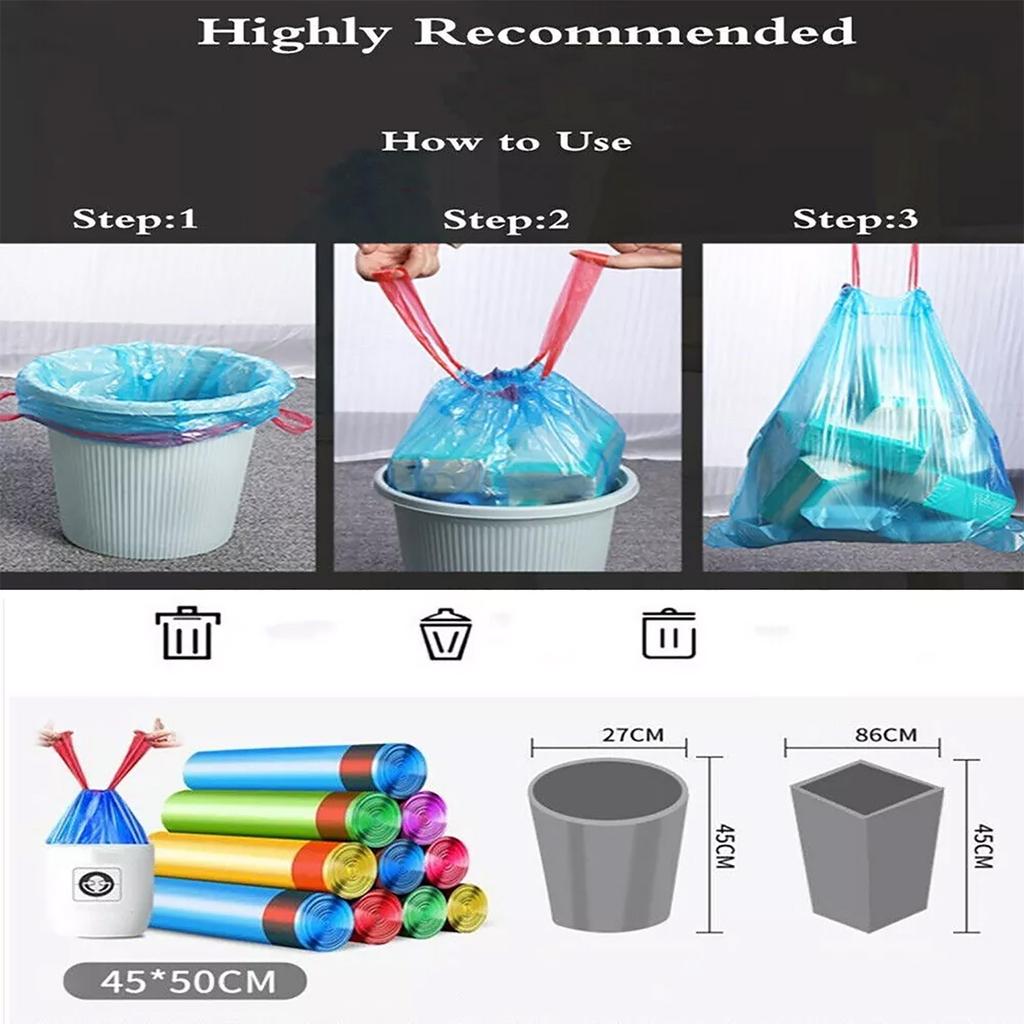 Drawstring Portable Garbage Plastic Bag Automatic Closing Thickening Kitchen