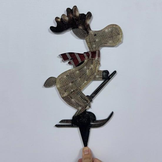 Lighted Reindeer Ornaments Glowing Ski Deer Statue with LED Lights String 3D Standing Reindeer Figurines for Christmas Decoration Indoor Outdoor