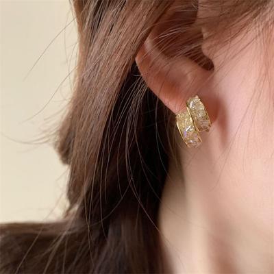 Роскошные серьги-гвоздики с кристаллами, модные геометрические серьги со стразами для женщин и девочек, вечерние серьги, аксессуары, ювелирные изделия