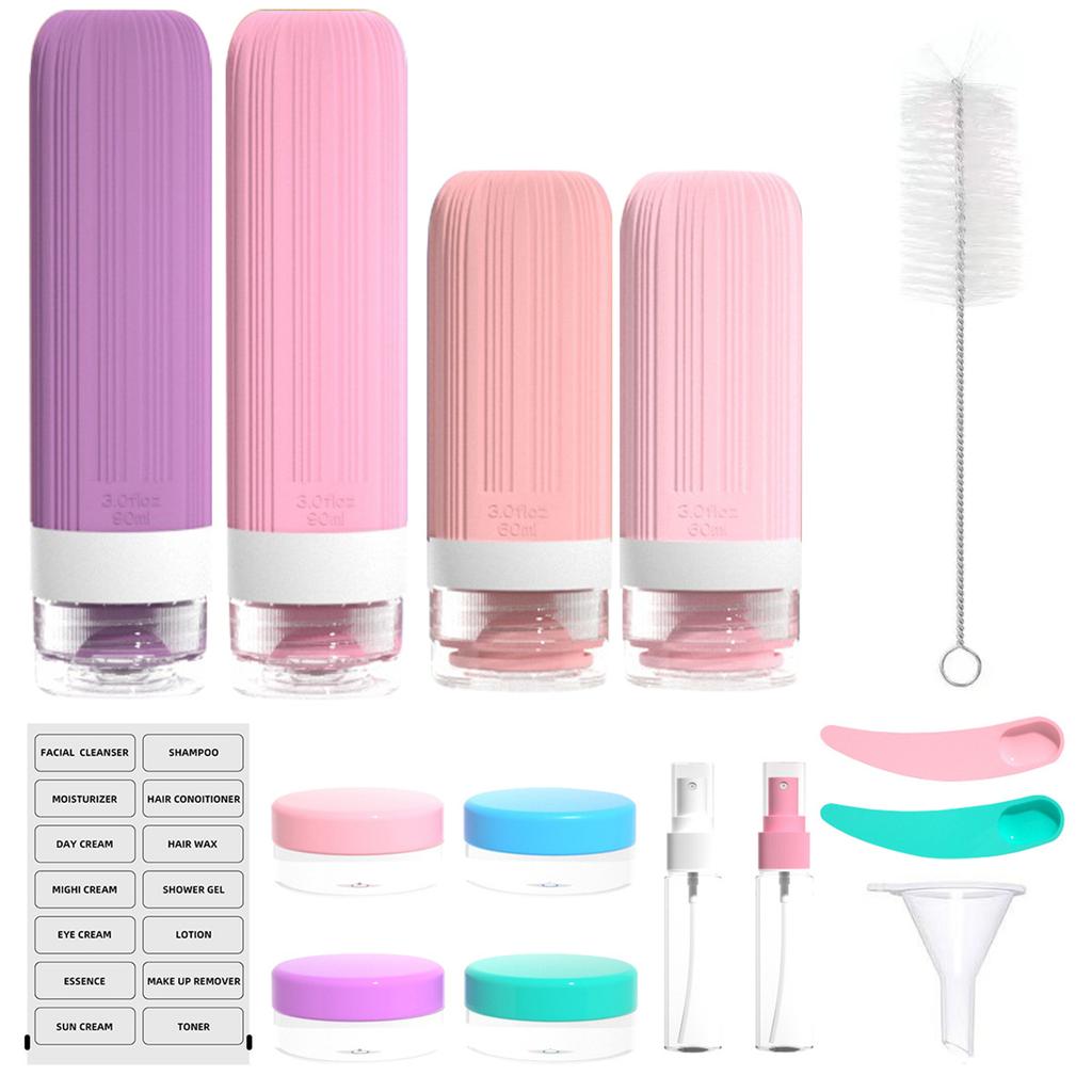 16 Pack Travel Bottles For Toiletries, Large 6oz Silicone Travel Containers Jar For Toiletries, Leak Proof Refillable Liquid Shampoo