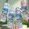 1PC Winter Tree Snow Rural Scene Print 750ml Color Plastic Sports Water Bottle Leakproof Flip Straw Lid Suitable for Sports Office Home Use