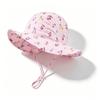 Flower Printed Fisherman Hat Wide Brim Bucket Hat Children's Sun Hat  for Age 1-6 Years