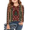 Christmas Day Girls Long Sleeve T Shirts Kids Fall Tops Crewneck Printed Basic Tees