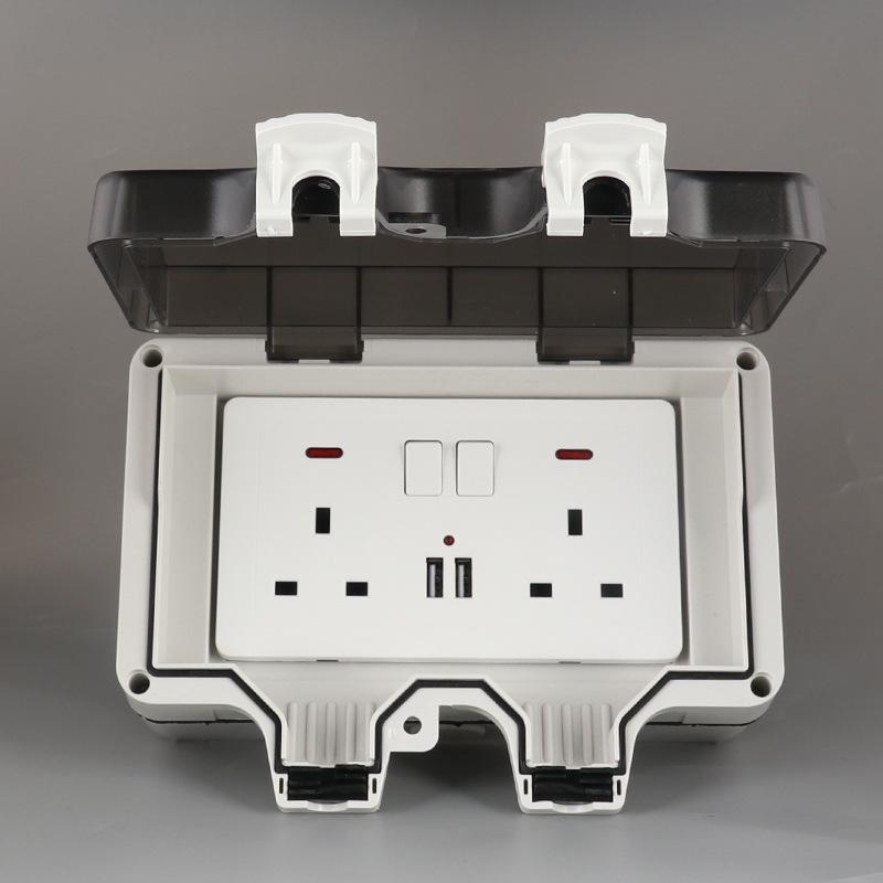 British Outdoor Waterproof IP66 Socket, European/German Standard Waterproof Box