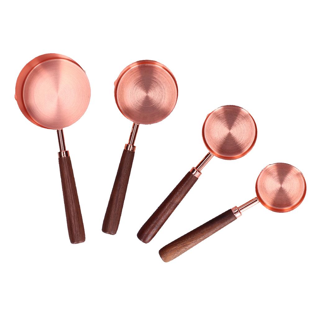 4pcs Rose Gold Measuring Cup with Scale Stainless Steel Measuring Spoon for Home Kitchen