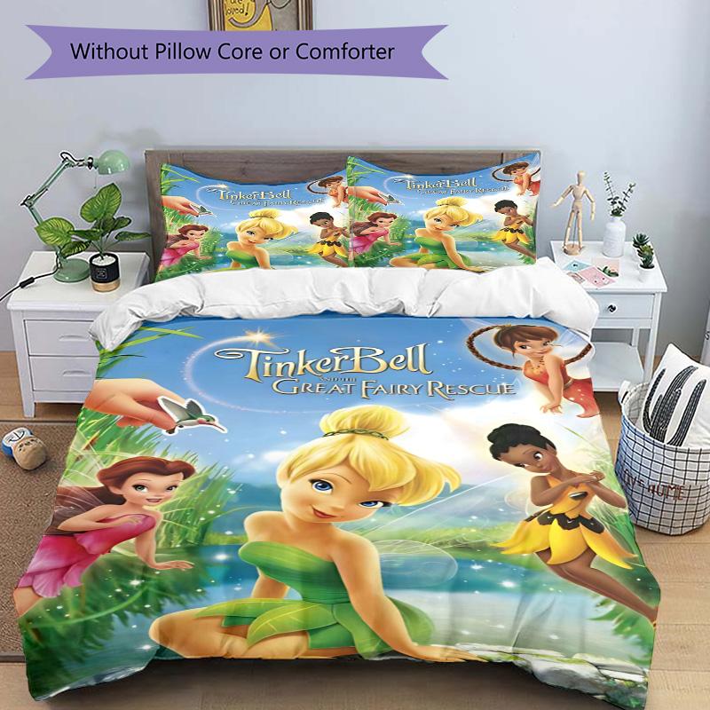 Tinker Bell'S Fairy Adventure Print 3Pcs Bedding Setduvet Cover With 2 Bedropillowcase Home Birthday Gift