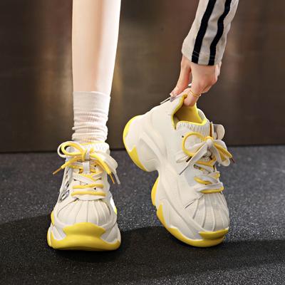 Модная женская осенняя повседневная обувь 2025 Новые дышащие сетчатые кроссовки на массивной подошве с ромбовидным узором Модные универсальные женские спортивные кроссовки в стиле "папа"