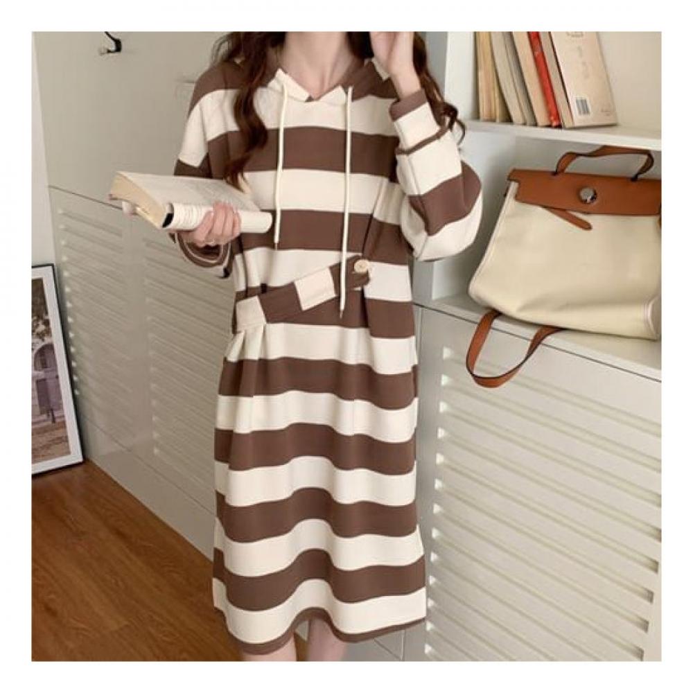 Navava Casual Stripe Hood Dress No260