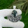 925 Sterling Silver Oval Natural Solar Moss Agate Art Deco Mother Trendy Pendant