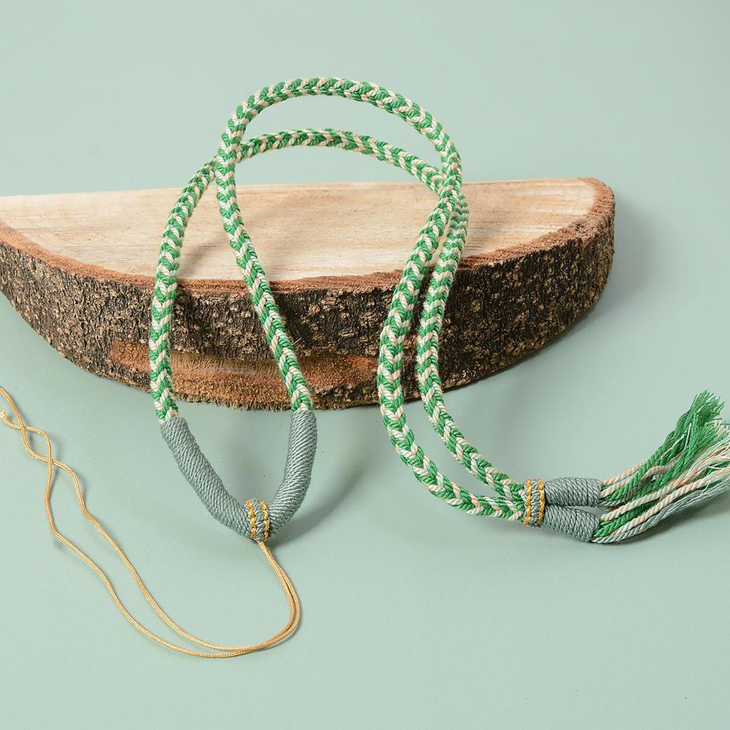 Тибетское Тханка-ожерелье ручной работы с подвеской Дзи и хлопковым шнурком на ключицу