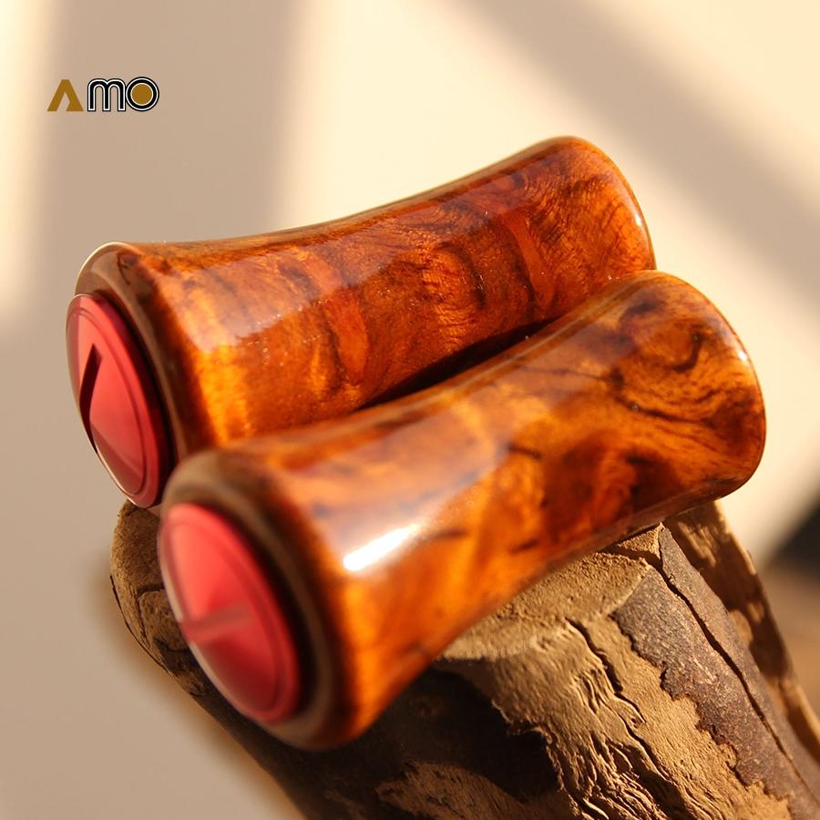 DIY AMO Light wood grip wood knob for AB U Fishing Wheel handle knob for DAI WA/SHI MANO wheel 2PCS Each Set