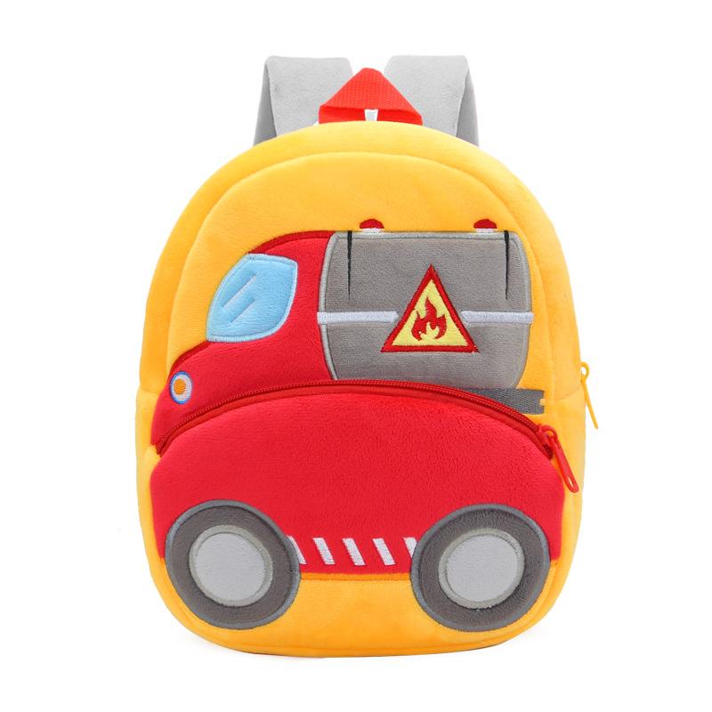 Cute Engineering Car Series Plush Backpack Cartoon Kindergarten Children Mochila Infant School Bags Boy Girls Outing Leisure Bag