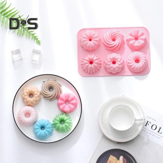 Сплошная цветная форма для выпечки с 6 отверстиями, пищевая прочная силиконовая форма для пончиков, шоколадных десертов, противень для выпечки