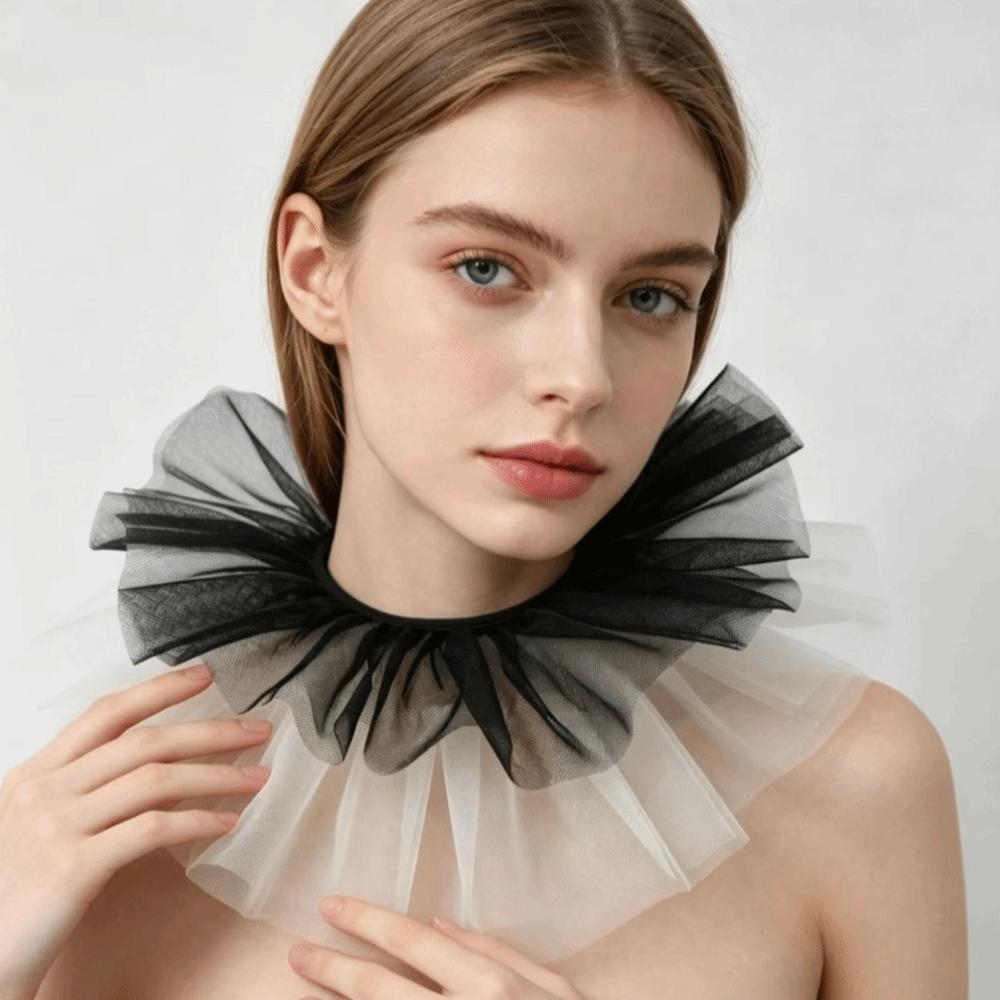 Detachable Fake Collar Shawl Ruffle Mesh Makeup Neck Shawl Vintage Neck Collar Cosplay Event