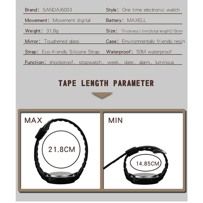 SANDA Новые студенческие спортивные электронные часы, мужские молодежные многофункциональные уличные часы, часы для мальчиков