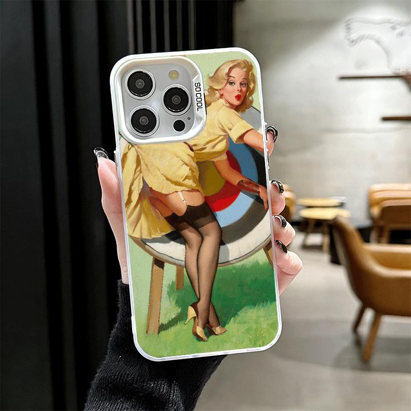 Ретро-плакат Девушки Пин-ап Ударопрочный Чехол для Телефона для iPhone 18 17 Air 16 16E 15 Pro Max 14 Plus 13 Mini 12 Задняя Крышка Защита от Падений