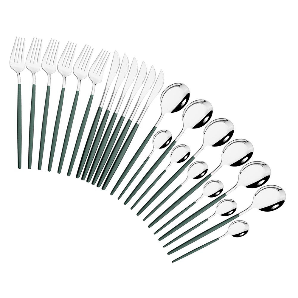 Pink Gold Cutlery Set Stainless Steel Dinnerware Set 24Pcs Knives Forks Coffee Spoons Flatware Set Kitchen Dinner Tableware Set