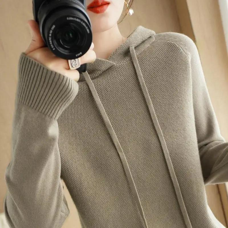 Autumn Winter Women's Hooded Sweater Long Sleeve Warm Casual Pullovers Tops Hoodie