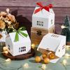 30Pcs 2 Colors House Shaped Kraft Paper Boxes with Ribbon and Window Party Gift Boxes Mixed Color 9x9x5.8cm 15pcs/color