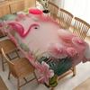 Party Tablecloth/Table Cover: Vibrant Tropical Pink Tablecloth with Flamingo, Pink Balloons, and Green Monstera Leaves, Durable, No Electricity Needed