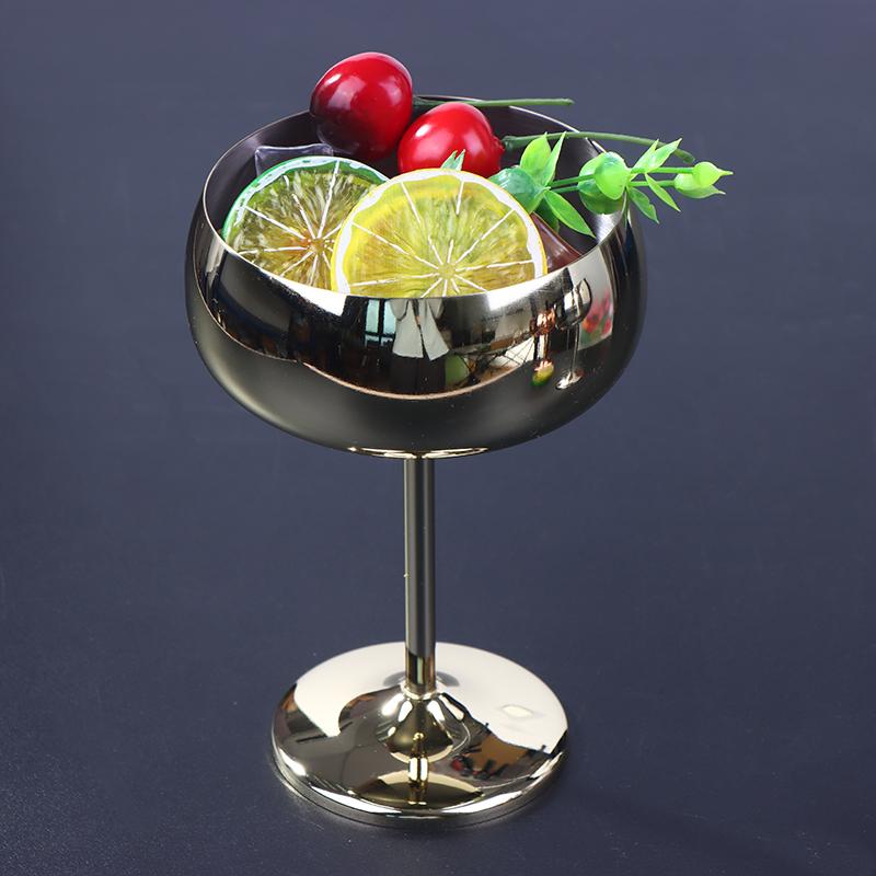 1Pc Stainless Steel Goblet Cocktail 450mL Metal Tall Champagne Glass Unbreakable Red Wine Cup Flute Cup Bar Martini Cup