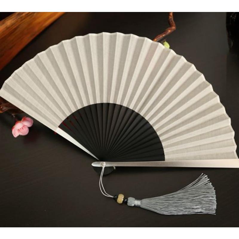 1 шт IZ4A изысканный 6,3-дюймовый женский веер мужской веер однотонный складной веер из хлопка повседневный веер подарочный веер, край из алюминиевого сплава кость