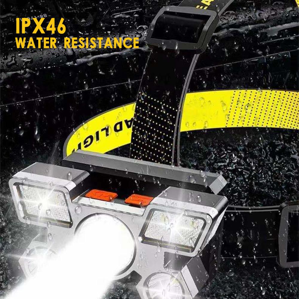 Налобный фонарь USB перезаряжаемая светодиодная лампа ультра яркий налобный фонарик 5 светодиодов 4 режима водонепроницаемый