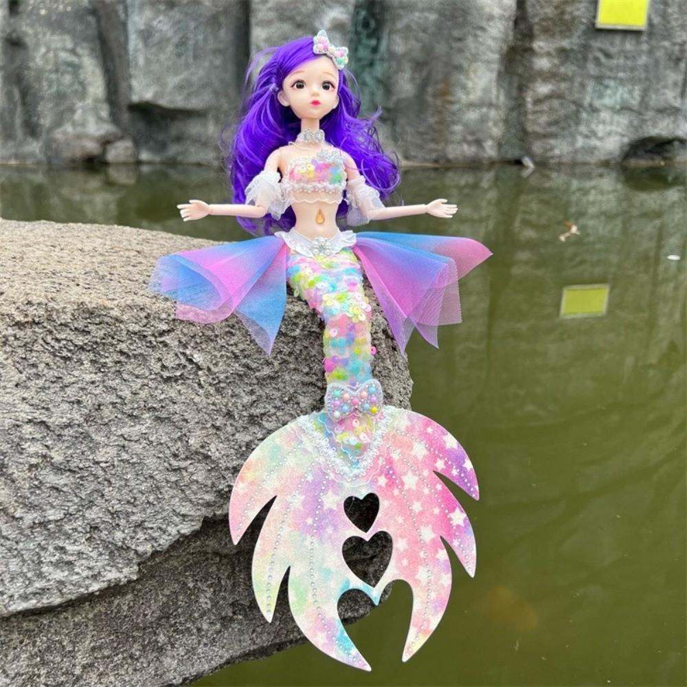 Sparkly Sequin Mermaid Princess Doll Tulle Skirt Pretend Play Toy Mermaid Tail Doll For Kids